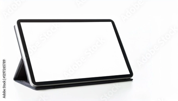 Obraz Tablet PC with Blank Screen: Isolated Tech on White Background