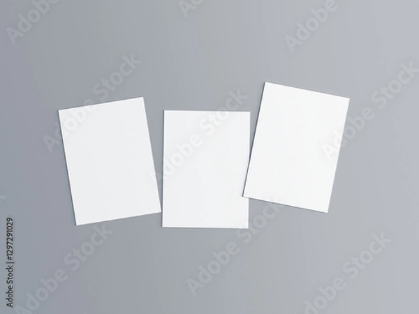 Obraz Blank White A4 Papers on Grey Background – Mockup Template