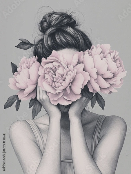 Obraz A Delicate Floral Portrait of a Woman