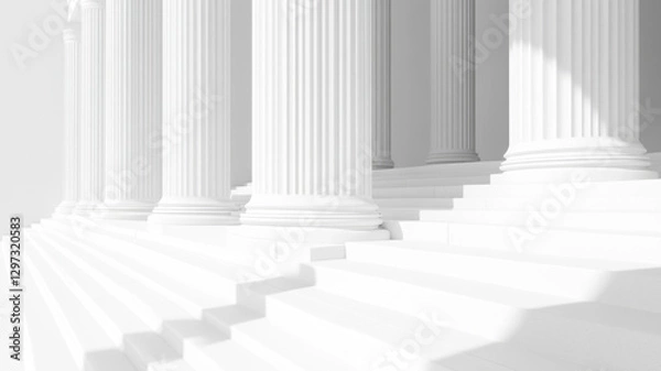 Fototapeta White Classical Pillars in Bright, Minimalist Architecture