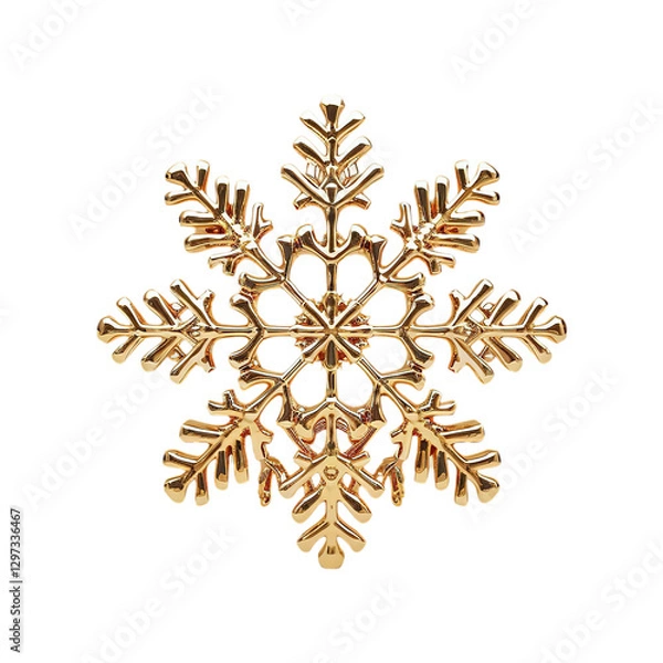 Obraz 3D Gold Snow Flake on Transparent Background
