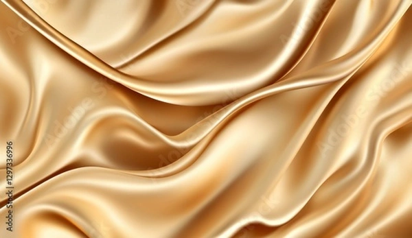 Obraz Luxurious gold silk drapes, flowing folds, elegant backdrop
