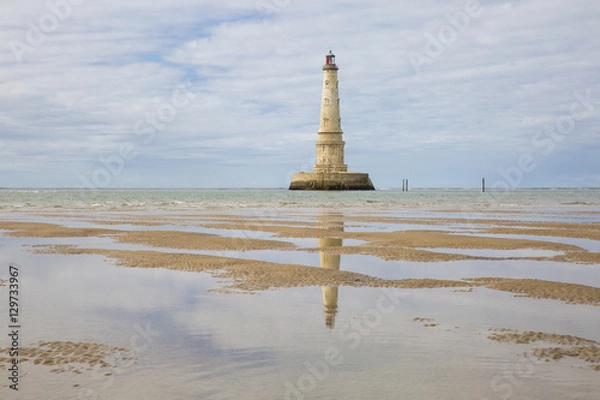 Fototapeta view of the historical lighthouse of Cordouan at low tide, Gironde estuary, France