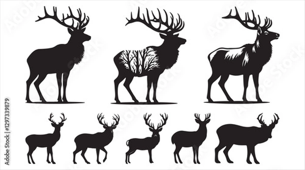 Obraz elk standingBugling elk silhouette vector, simple elk vector, bull elk silhouette, elk logo vector,  elk antler silhouette