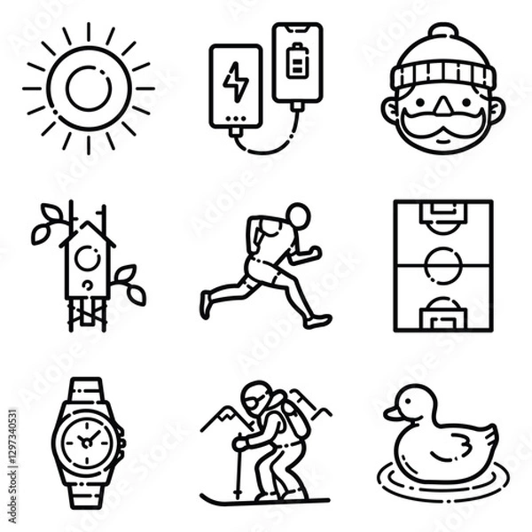 Obraz Park Flat Icon Set Isolated On White Background