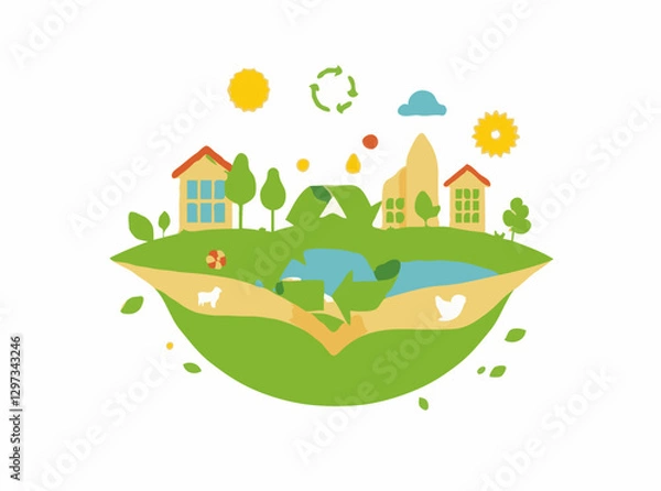 Fototapeta Eco-Friendly Practices: Zero Waste Lifestyle Vector Graphics