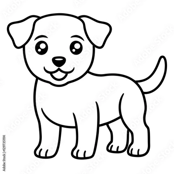 Obraz a charming puppy standing, with a big smile on its face. The puppy's adorable features create a sense of warmth and joy vector illustration