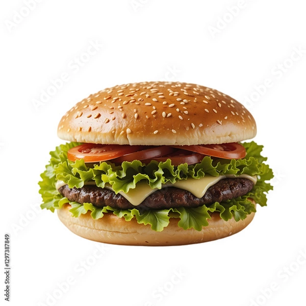 Fototapeta Juicy Cheeseburger: Recipe & Restaurant Guide isolated on transparent background