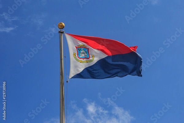 Fototapeta St. Maarten flag in blue sky.