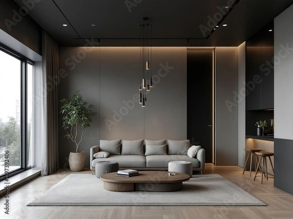 Obraz Modern luxury apartment interior in minimal scandinavian style
