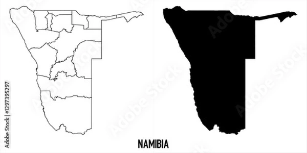 Fototapeta High detailed vector map - namibia