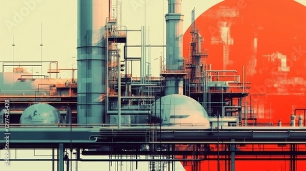 Fototapeta Minimalistic Visual Representation of Oil and Gas Concept