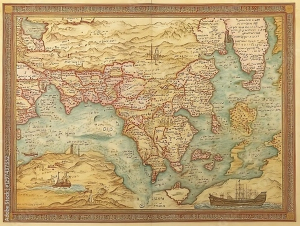 Obraz Ancient World Map, Historical, Borders, Eurasia