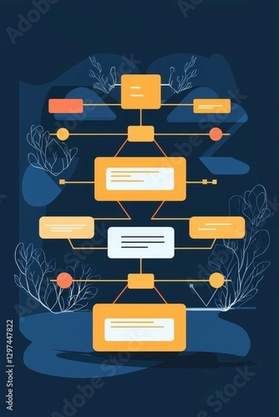 Fototapeta Flowchart design process digital environment graphic illustration abstract visuals creative perspective conceptual mapping
