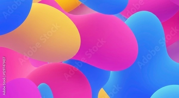 Fototapeta Liquid Color Symphony: A mesmerizing close-up of fluid, vibrant blobs of color blending together, creating a dynamic and abstract visual.