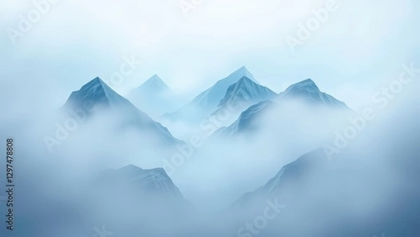 Obraz Misty Blue Mountains Landscape Serene Peaks Emerging from Fog