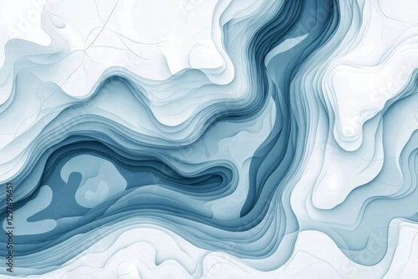 Fototapeta Abstract representation of flowing water in shades of blue and white, capturing movement and depth in a unique design. Generative AI