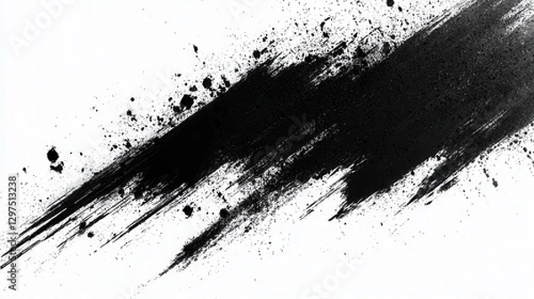 Fototapeta Abstract Black Ink Splatters on White