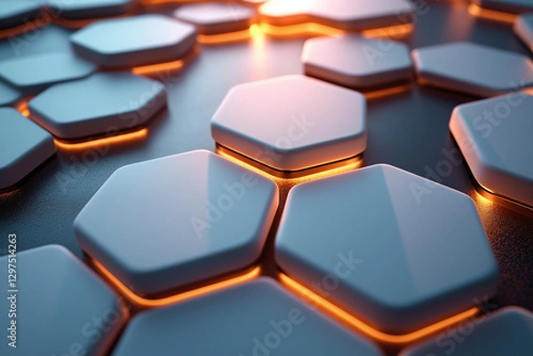 Obraz Marble Geometry: Exploring Marble Hexagons and the Glimmer of Light.