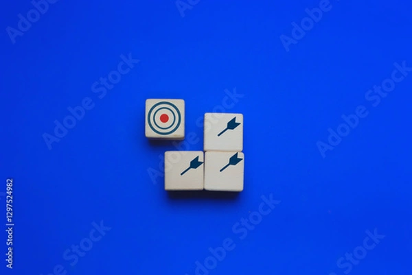 Fototapeta Deviation, inaccuracy, off target darts, business concept
