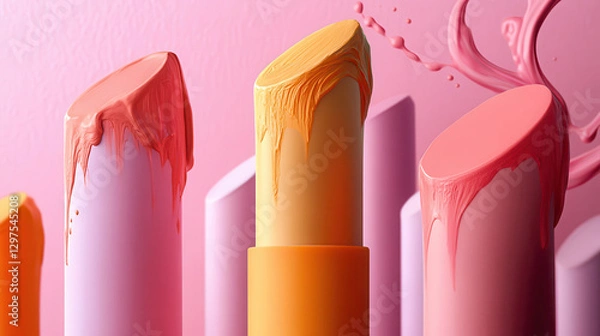 Obraz Surreal beauty concept with melting lipstick effect
