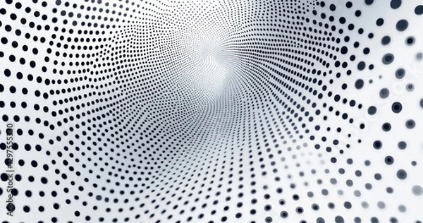Fototapeta Abstract digital dots spiral tunnel effect