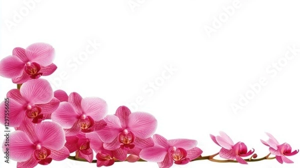 Fototapeta A delicate arrangement of pink orchids, showcasing their vibrant petals and elegant structure against a clean background.