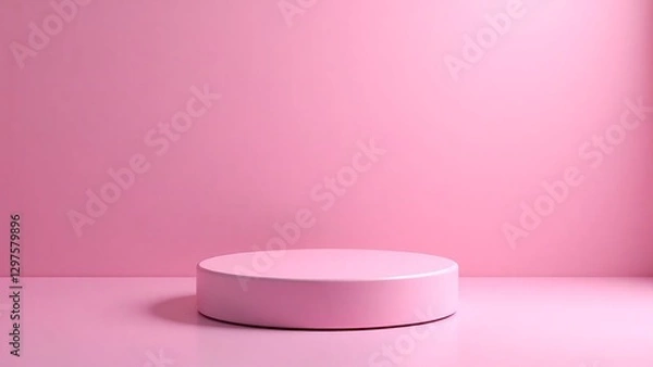 Obraz Round Display Platform on Pink Background for Studio Photography