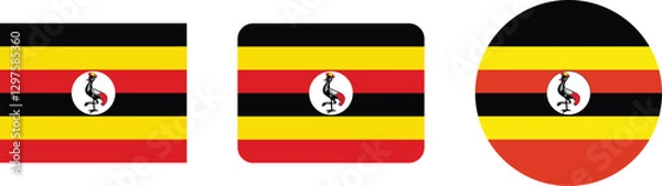 Fototapeta Official Flag of Uganda, in Square and Oval Formats