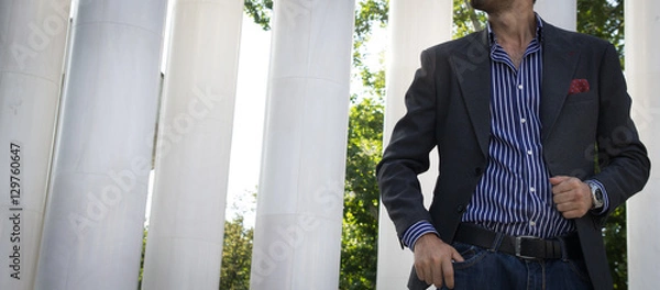 Obraz Male model posing in a torso jacket