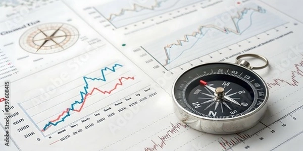 Fototapeta Navigate Your Financial Future: A Compass Guiding Economic Growth and Stability.  Chart Your Course to Success!