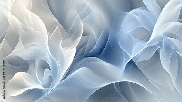 Fototapeta Abstract Blue & White Flowing Fabric