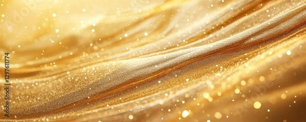 Obraz Golden Abstract Design With Textures, Generative AI
