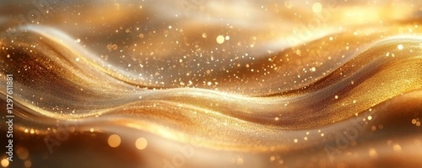 Obraz Golden Abstract Design With Textures, Generative AI