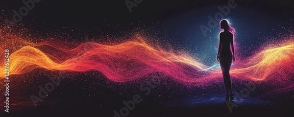 Obraz Soundwaves Dance With Human Figure, Generative AI