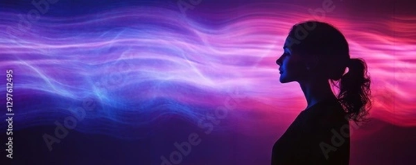 Obraz Soundwaves Dance With Human Figure, Generative AI