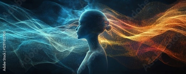 Obraz Soundwaves Dance With Human Figure, Generative AI