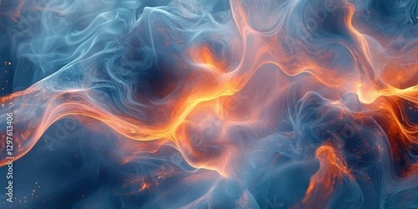 Obraz Abstract Fire and Smoke Swirls, Generative AI