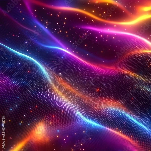 Obraz Vibrant Neon Digital Background, Generative AI