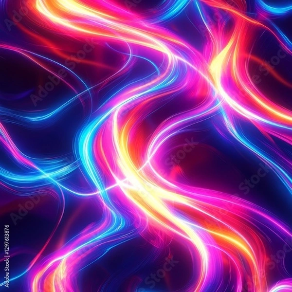 Obraz Vibrant Neon Digital Background, Generative AI