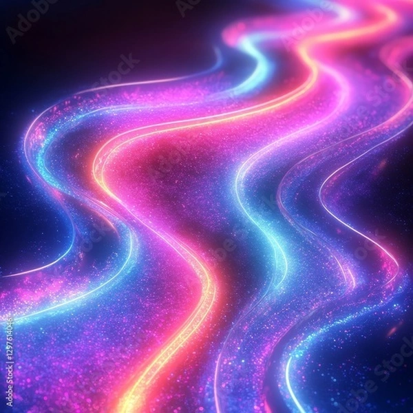 Obraz Vibrant Neon Digital Background, Generative AI