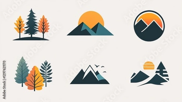 Fototapeta Logos Clipart Featuring Custom Logos, Brand Designs, and Corporate Symbols for Businesses, Perfect for Branding, Marketing Campaigns, and Projects Needing Professional, Customized Logo Designs