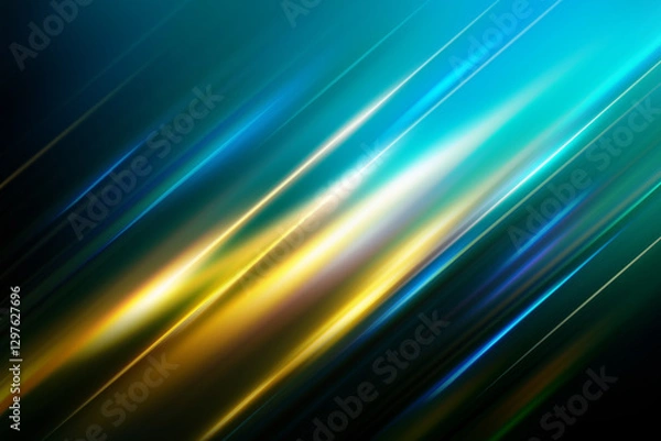 Fototapeta 光, 青, 緑, ライン, デジタル, アート, 幻想的, 背景