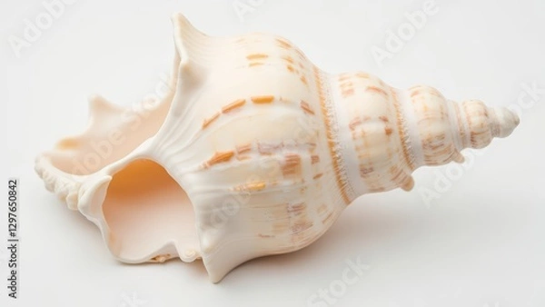 Fototapeta Close-up of a seashell isolated on a white background - Generative AI