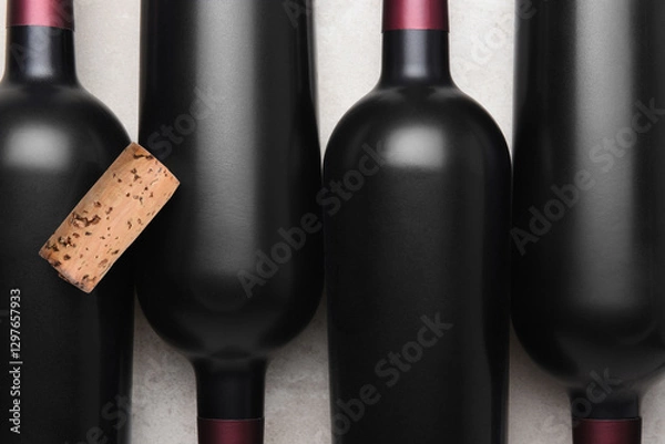 Fototapeta Wine cork on top of bottles of red wine