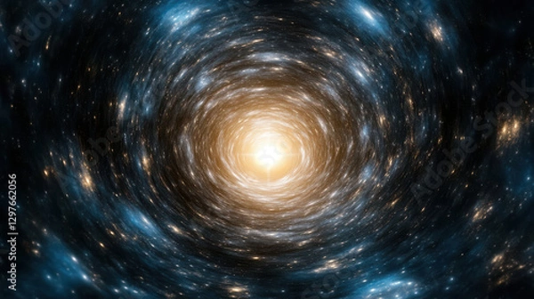 Fototapeta mesmerizing view of cosmic wormhole, swirling with stars and light