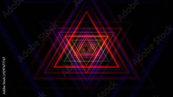 Fototapeta Multicolor Triangle Geometric Abstract Design with Depth and Texture in 3D