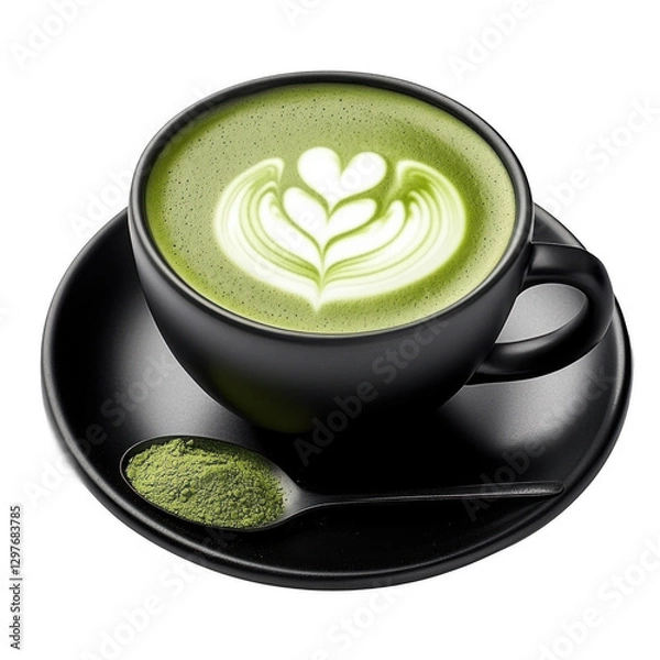 Obraz cup of tea with green leaves