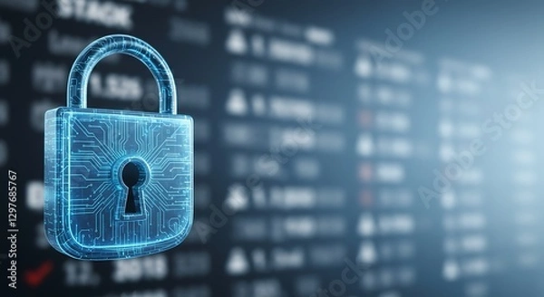 Fototapeta Cybersecurity Data Protection Digital Lock Encryption