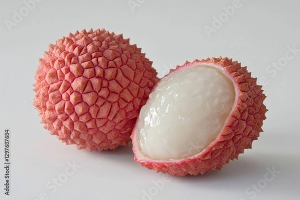 Fototapeta Two pieces of fruit, one of which is cut in half